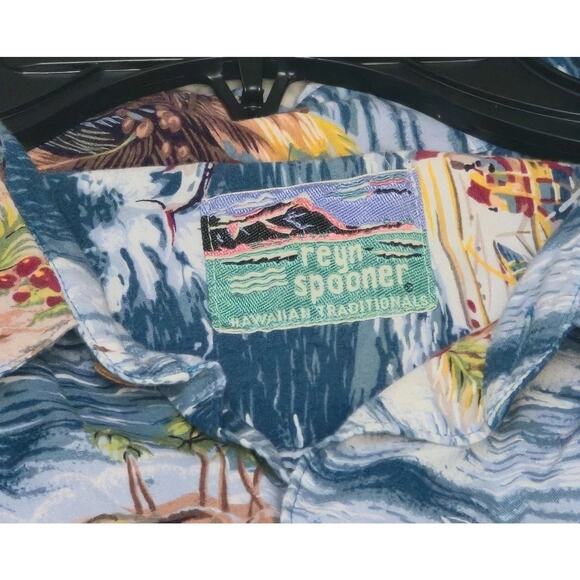 Reyn Spooner Hawaiian Print Button Up Short Sleeve Shirt - Men’s Size L - Picture 3 of 5